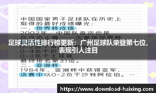 足球灵活性排行榜更新：广州足球队荣登第七位，表现引人注目